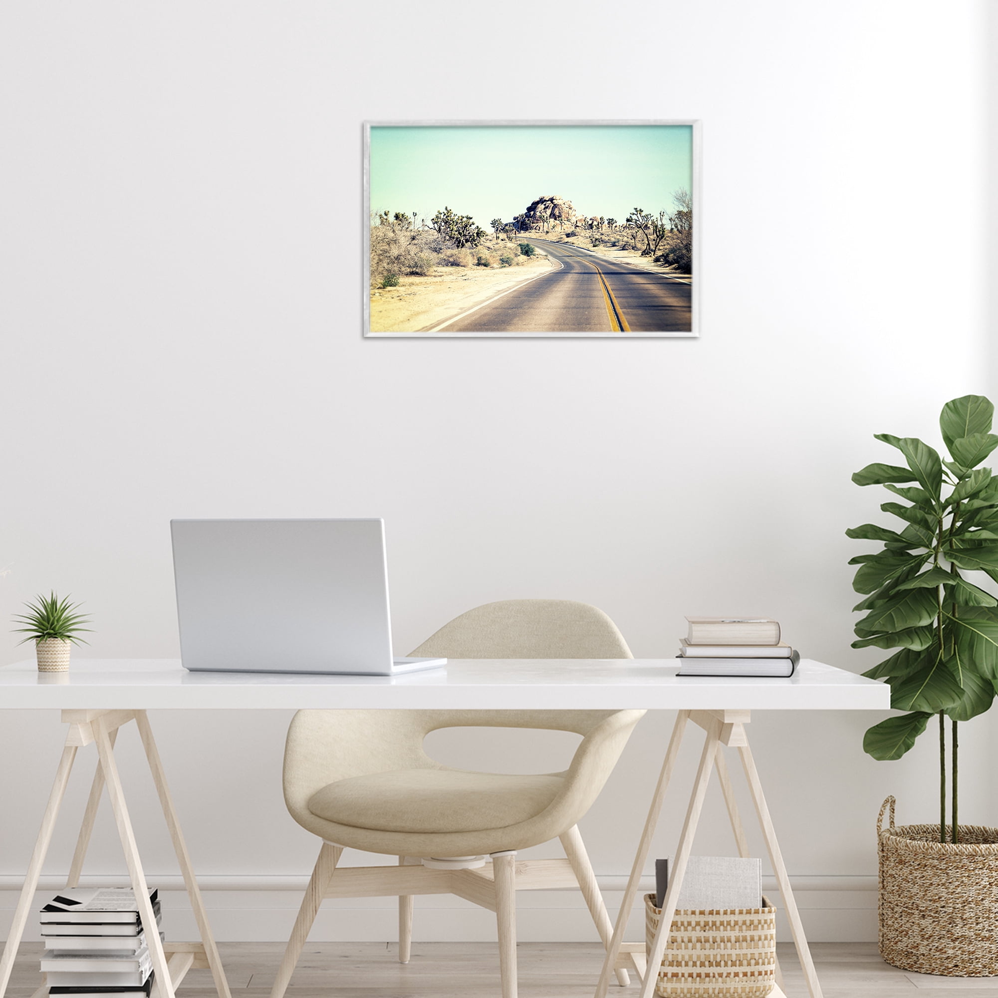 Road Trip Joshua Tree Park White Framed Giclee Art, design by Joseph S Giacalone