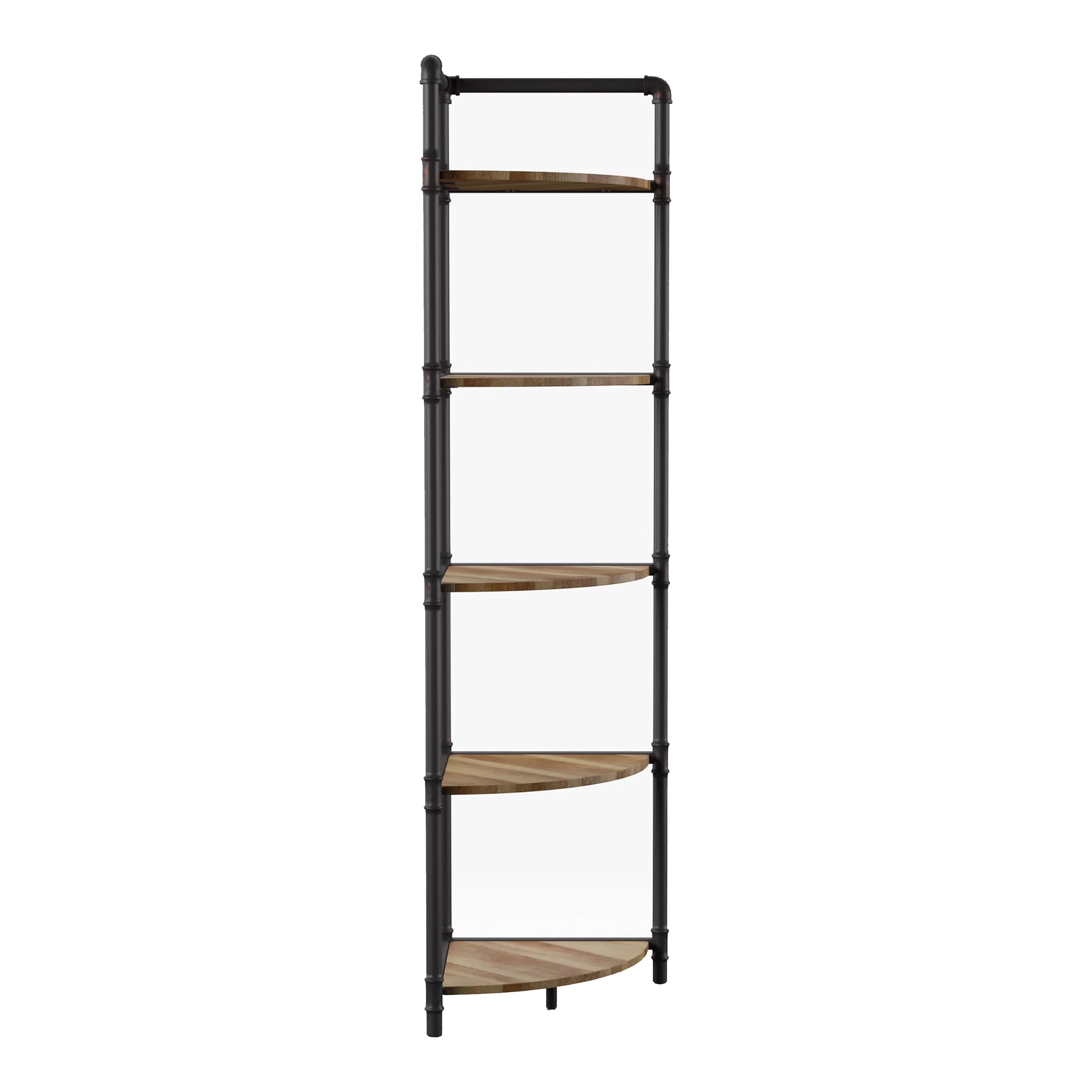 Furniture of America Talian 5-Tier Corner Bookcase, Sand Black