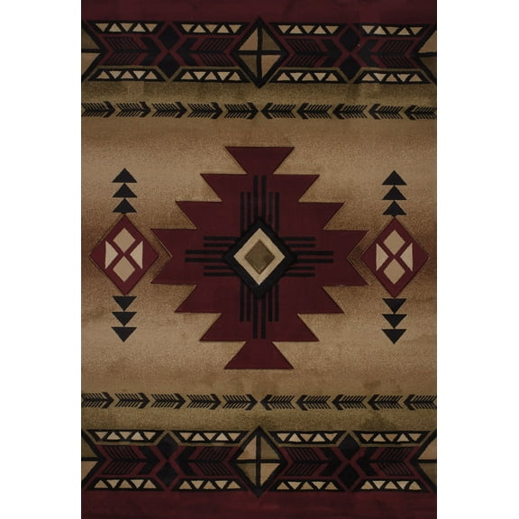 Designer Home Angles Area Rug 510-27034 Flagstaff Burgundy Diamonds Triangles 1' 10" x 3' Rectangle