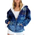 thumbnail image 1 of Puntoco Chaqueta Con Capucha Y Manga Larga Con Cremallera Y Estampado Navideño Informal Para Mujer, 1 of 5