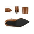thumbnail image 2 of BLISSFUL STEP Women's Boots Stone Pattern Pointed Toe Stiletto Heel Knee High Boots  Brown 9, 2 of 6