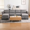 thumbnail image 4 of Miekor Furniture Convertible Modular Sectional Sofa Couch with Storage Seat U Shaped 4-Seat Sofa Couch with Reversible Chaise Modular Sectional Fabric Dark Grey 47912, 4 of 7