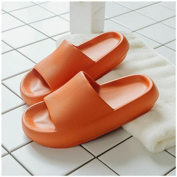 Nvzi -b Pillow Slippers for Women and Men Non Slip Quick Drying Shower Slides Bathroom Sandals ，Ultra Cushion ，Thick Sole（Size：40-41，Orange）