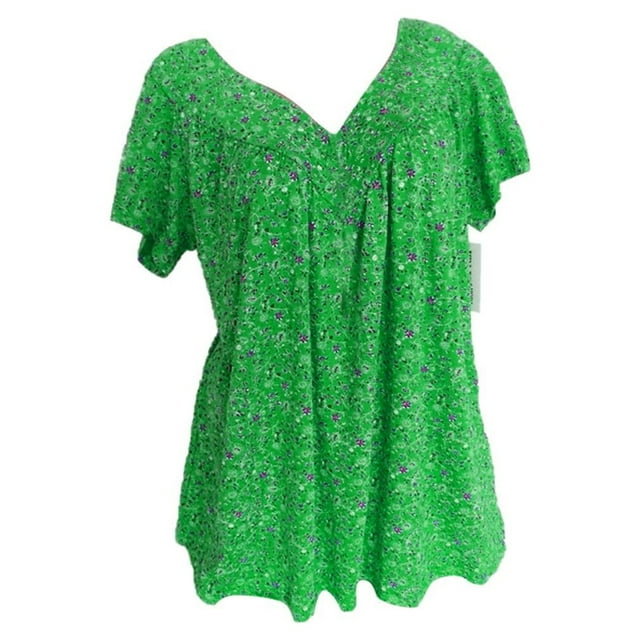Hauts Décontractés pour Femmes Tendance Décontracté Ample Chat Lune Imprimé Col Rond T-Shirt Vert TG