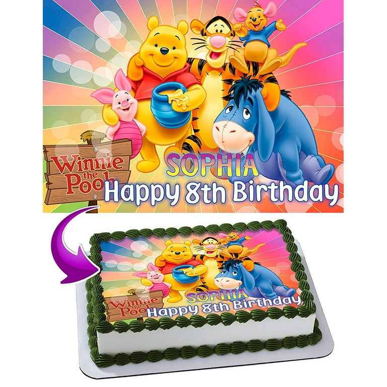 Winnie The Pooh - Edible Cake Topper - 11.7 x 17.5 Inches 1/2 Sheet  rectangular 
