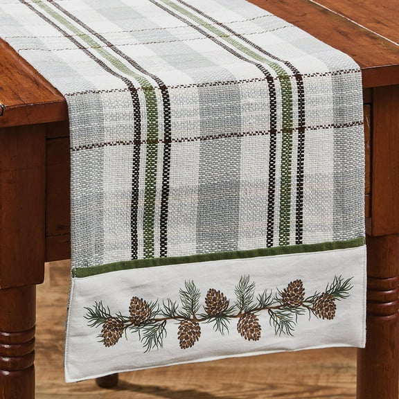 Park Designs Ponderosa Pine Cream Plaid Table Runner 13" x 36"