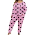 thumbnail image 2 of Sakmal Pants and Top Women's Pajama Sets Plus Size Pink Long Sleeve Soft Sleepwear Stars Crew Neck Pajamas for Women, 2 of 6