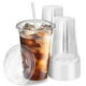 thumbnail image 2 of Juego de 50 vasos de plástico de 12 o 16 oz con tapa, vasos desechables para café helado, batidos, bebidas frías, suministros para fiestas de cumpleaños, 2 of 5