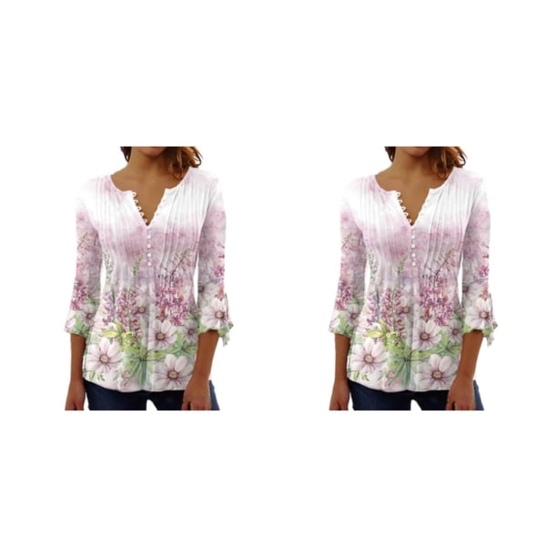 Qarigey Tops de manga 3/4 Camiseta oscilante Túnica de verano Transpirable Larga duración Señoras Type4 NO4