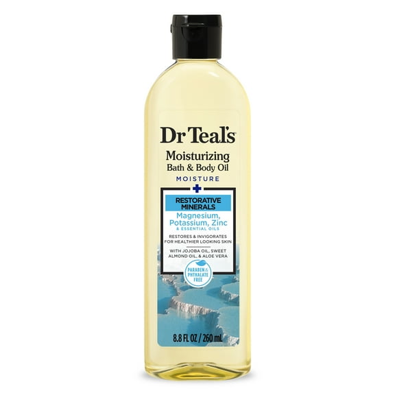Dr Teal's Restorative Minerals Bath & Body Oil with Magnesium, Potassium & Zinc, 8.8 fl oz