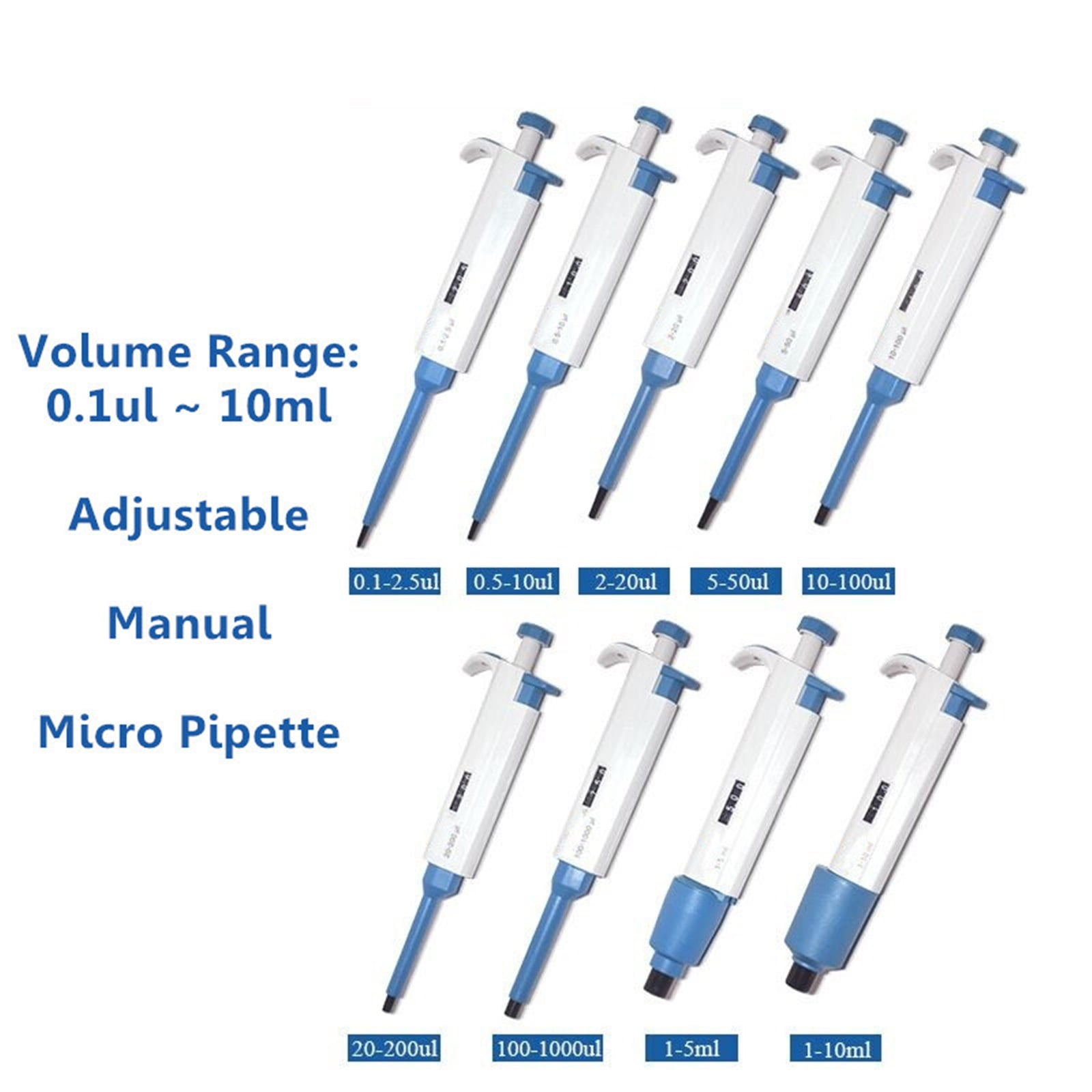 Handheld Manual Plastic Single Channel Pipettes Gun Volume Adjustable Variable Squeeze Liquid Pipettor Pens , High-Accurate
