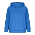 thumbnail image 4 of Taqqpue Womens Hoodies Casual Solid Color Oversized Sweatshirts Pullover Winter Fall Fleece Long Sleeve Hooded Tops Outfits with Pockets, 4 of 7