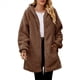 thumbnail image 3 of Sudadera con Capucha Larga y Holgada de Felpa con Cremallera para Mujer, Otoño e Invierno Marrón Oscuro XXL, 3 of 9