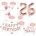 thumbnail image 2 of 26th Rose Gold Birthday Decorations for Women, Party Supplies, 26Bday Decorations Banner, 26th Photo Props, Cake Topper, 26th Birthday Gifts, 2 of 4