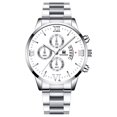 thumbnail image 1 of Reloj de cuarzo con correa de acero para hombre, reloj de negocios de tres ojos, falso, de moda, de escala simple, 1 of 6