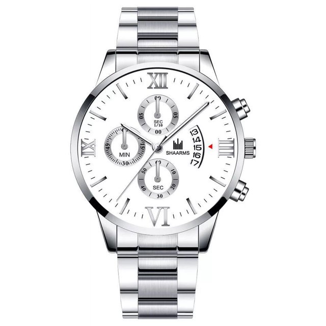 Reloj de cuarzo con correa de acero para hombre, reloj de negocios de tres ojos, falso, de moda, de escala simple