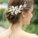 thumbnail image 4 of Peineta para el pelo de novia, accesorios para el cabello de novia con cristales plateados, tocado de diamantes de imitación para mujeres y niñas, 4 of 5