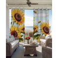 thumbnail image 6 of Sunflower Bee Blackout Curtains for Bedroom Living Room Darkening Curtains 54 Inch Long Blue Striped Spring Farm Botanical Art Short Curtain for Small Window Treatment Grommet Drapes 52"x54"x2, 6 of 9
