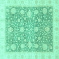 thumbnail image 1 of Ahgly Company Machine Washable Indoor Square Oriental Turquoise Blue Traditional Area Rugs, 7' Square, 1 of 4