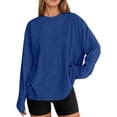 thumbnail image 2 of Long Sleeve Shirts for Women 2026 Spring Basic Shirt Crewneck Plain Oversized Blouse Womens Tops, 2 of 7