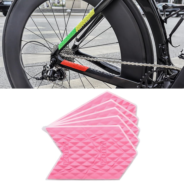5 uds marco de bicicleta Protector pegatina resistente al desgaste piezas de ciclismo cadena de cuadro de bicicleta L rosa Cola Etiqueta engomada del marco de la bicicleta