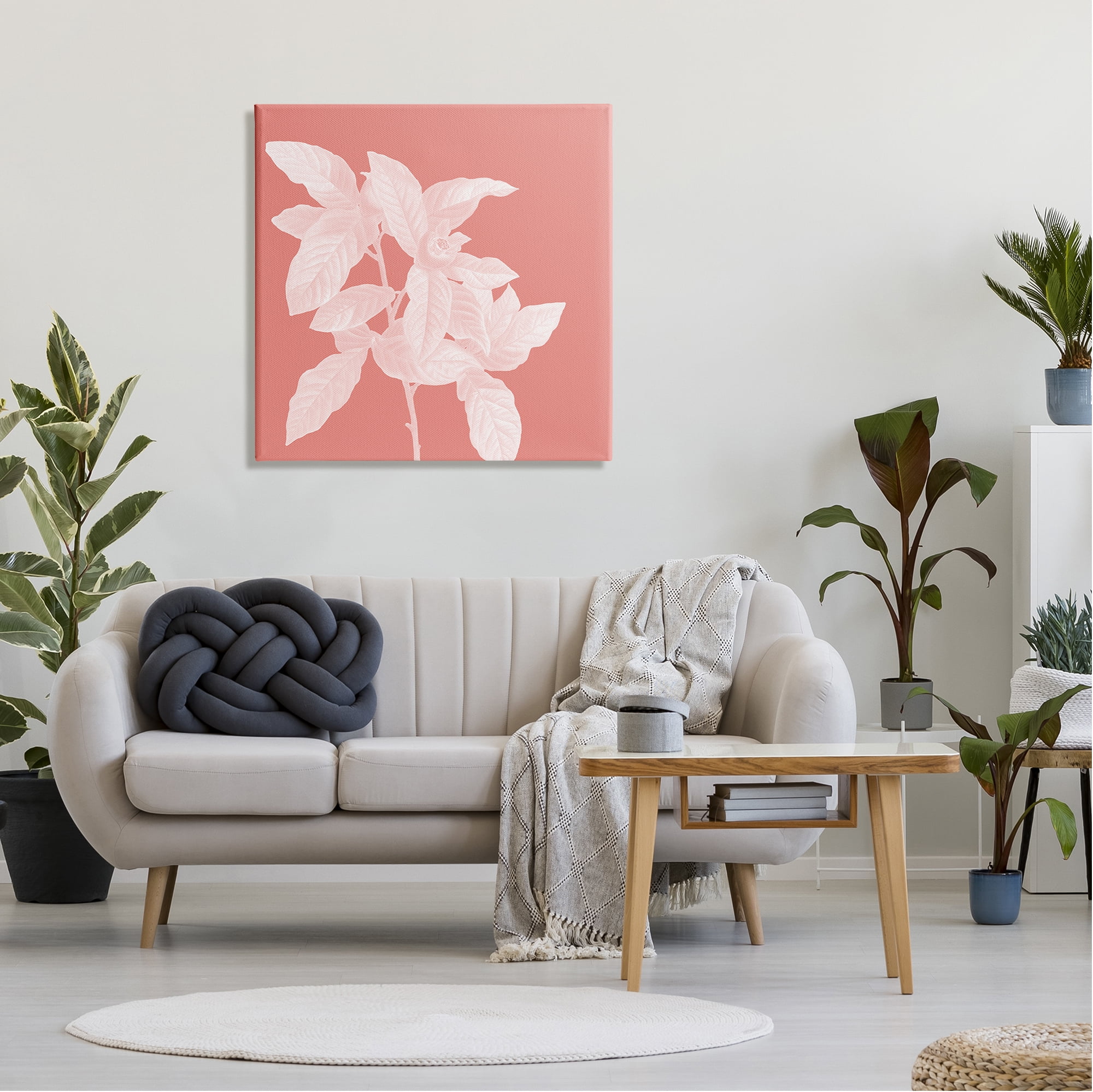 Stupell Industries Pink & White Botanical Botanical & Floral Painting Gallery Wrapped Canvas Art Print Wall Art, 30 x 30