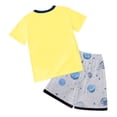 thumbnail image 4 of Leey-World Baby Boy Summer Clothes Letter Print Rib Knit T-Shirt Tee Tops Solid Casual Shorts Set Infant Summer Outfits Boys Outfit Sets Summer(Yellow,5-6 Years), 4 of 4