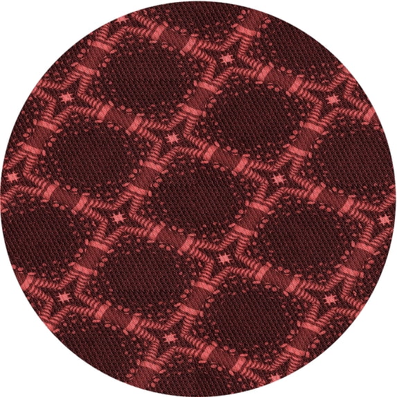 Ahgly Company Machine Washable Indoor Round Transitional Red Area Rugs, 8' Round