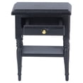 thumbnail image 3 of Miniature Bedside Table Model, Small Dollhouse Miniature Wood Bedside Table Simulation Exquisite Black  For Gifts, 3 of 8