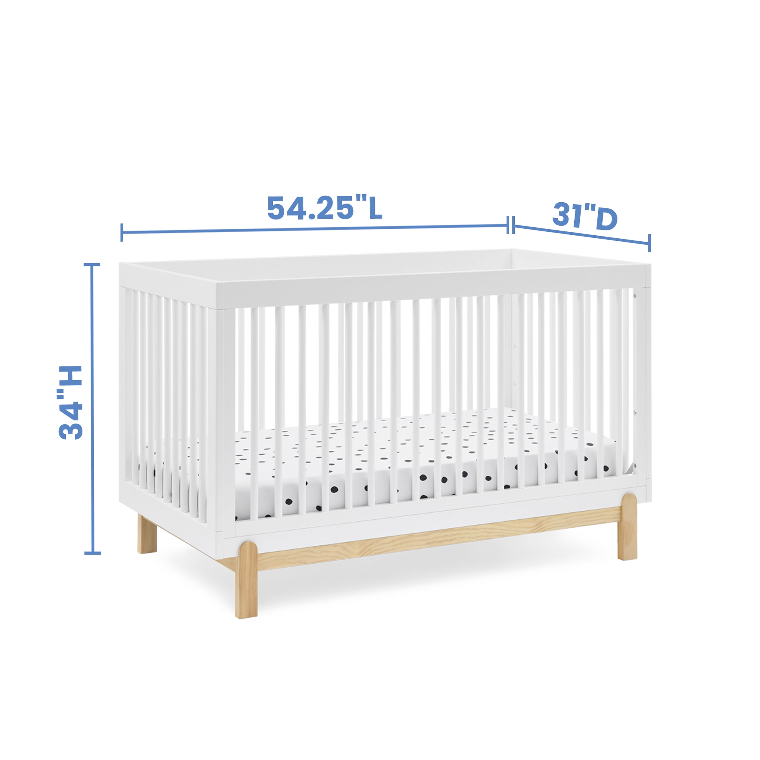 Delta Children Poppy 4-in-1 Convertible Crib - Greenguard Gold Certified, Bianca White/Natural