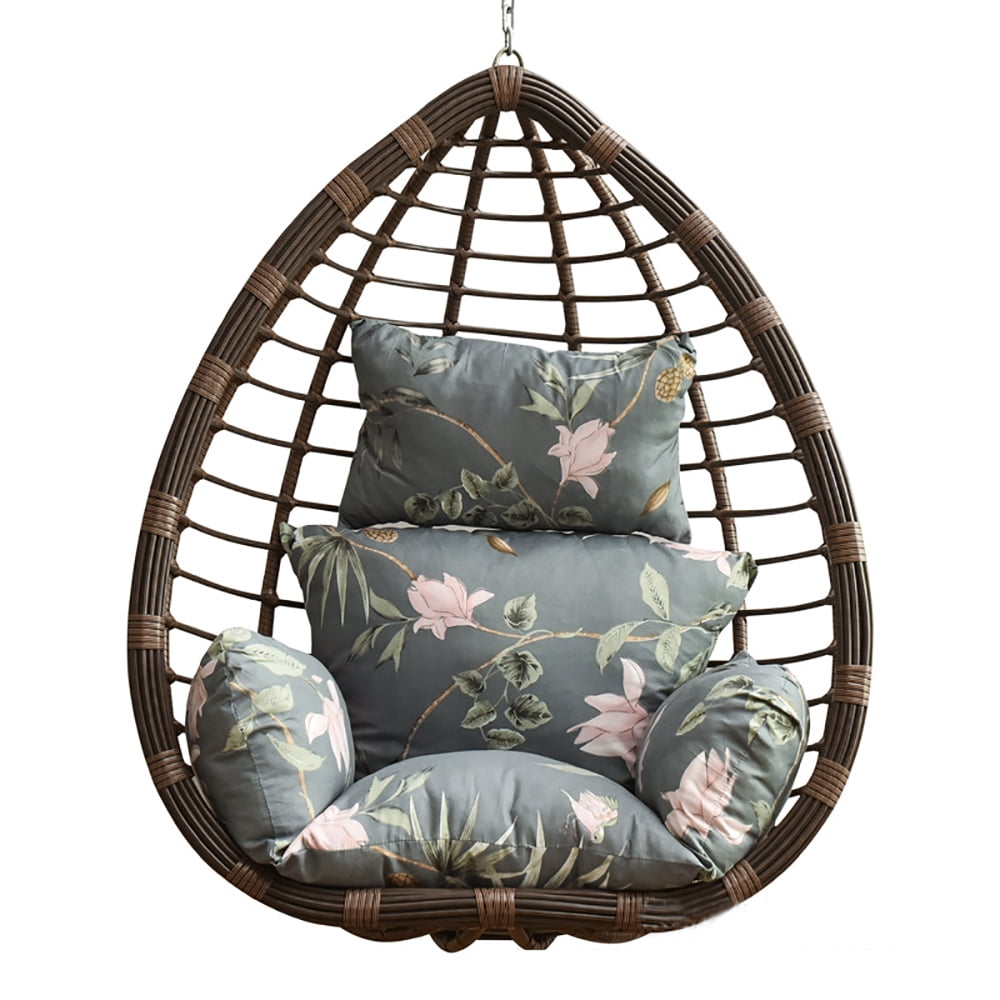 Eurhowing Hanging Egg Chair Cushion with Headrest & Armrest, 4" Thick Waterproof Non-Slip Swing Chair Pad, Outdoor Cushions for Patio Furniture (Floral)