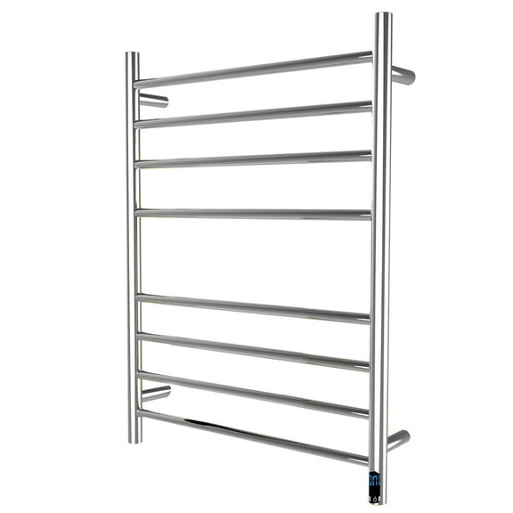 Porlae 8-Bar Wall Mount Corded Electric Towel Warmer Racks, Metal, Mirror Silver