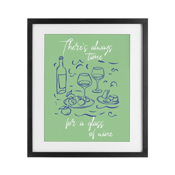 Stupell Industries Eclectic Always Time For Glass Of Wine Black Framed Print Under Glass, 13 x 16, by The Prints Vibe