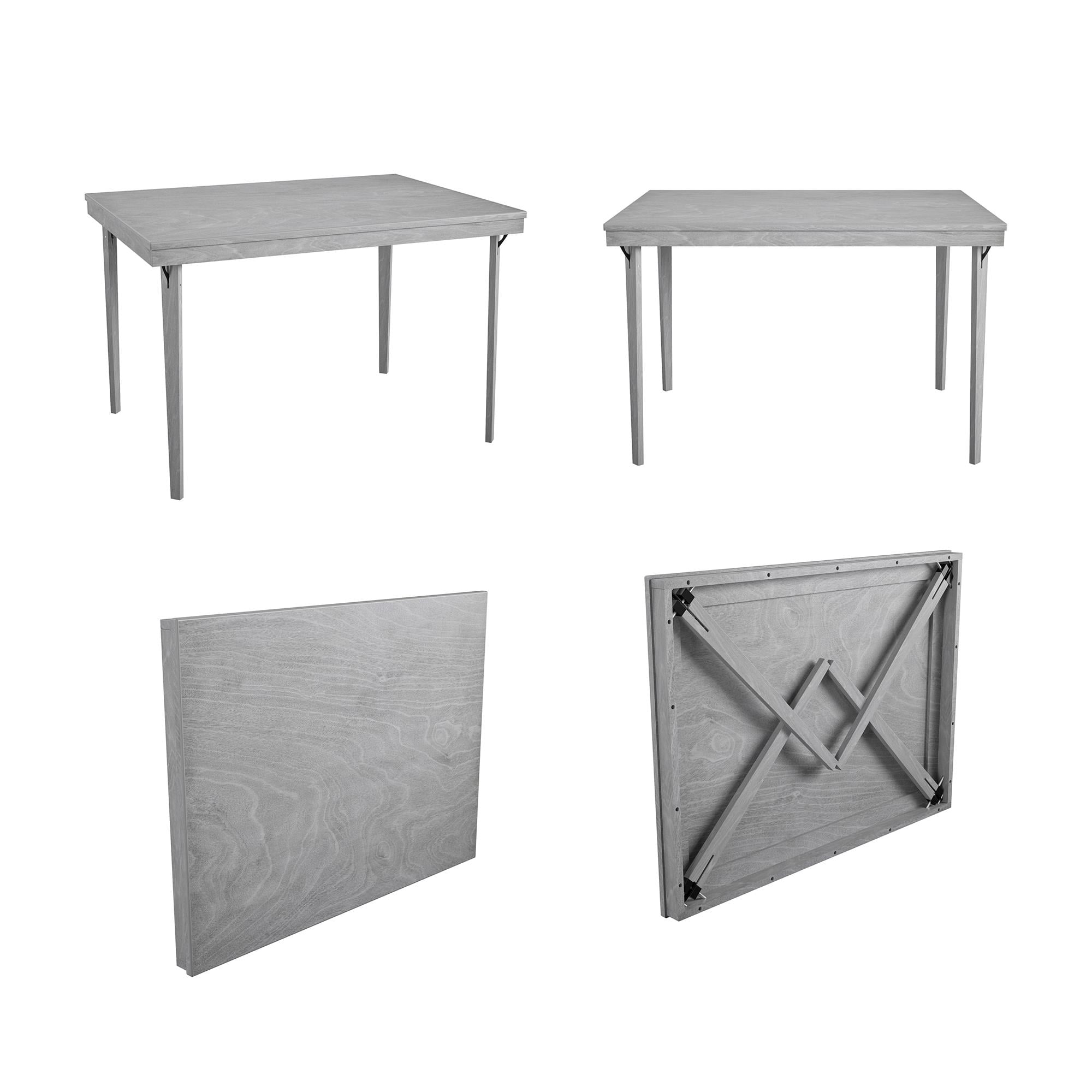 COSCO 44" x 32" Wood Folding Dining Table, Gray Woodgrain