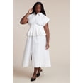 thumbnail image 2 of ELOQUII Women's Plus Size Peplum Poplin Shirt Dress, 2 of 4