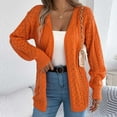 thumbnail image 7 of Hueook Cardigan for Women Women‘s Fall and Winter Solid Color Hollow Lantern Long Sleeve Cardigan Sweater Coat Orange L, 7 of 7