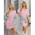 thumbnail image 5 of Ekouaer Cotton Nightgowns for Women Short Sleeve Sleep Shirts Crew Neck Night Dress Nightshirt with Pockets, 5 of 6