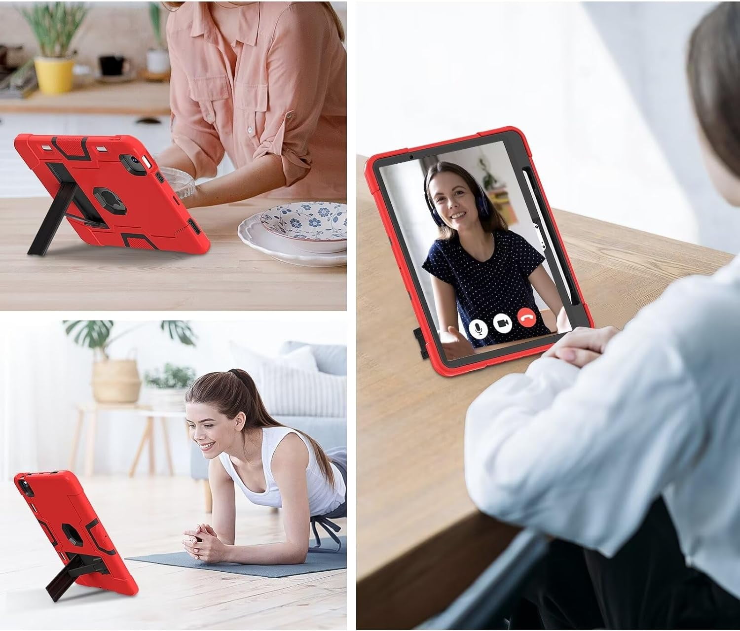 SOATUTO Case for iPad Air 13 Inch M3 M2 (2025/2024) Release, [Built-in Pencil Holder] Heavy Duty Shockproof Rugged High Impact Protective Case (Red/Black)