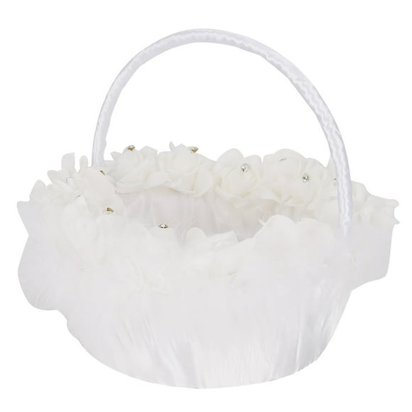 Panier De Fleurs élégant, Panier De Fleurs Avec Panier à Bonbons Décoratif En Satin Blanc, Cadeau De Mariage Pour Fille