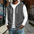 thumbnail image 3 of EANJE Men's Hooded Sleeveless Zip Vest Casual Drawstring Regular Fit Hood Knit Multi Color Layering Tops With Pockets Dark Green M, 3 of 7