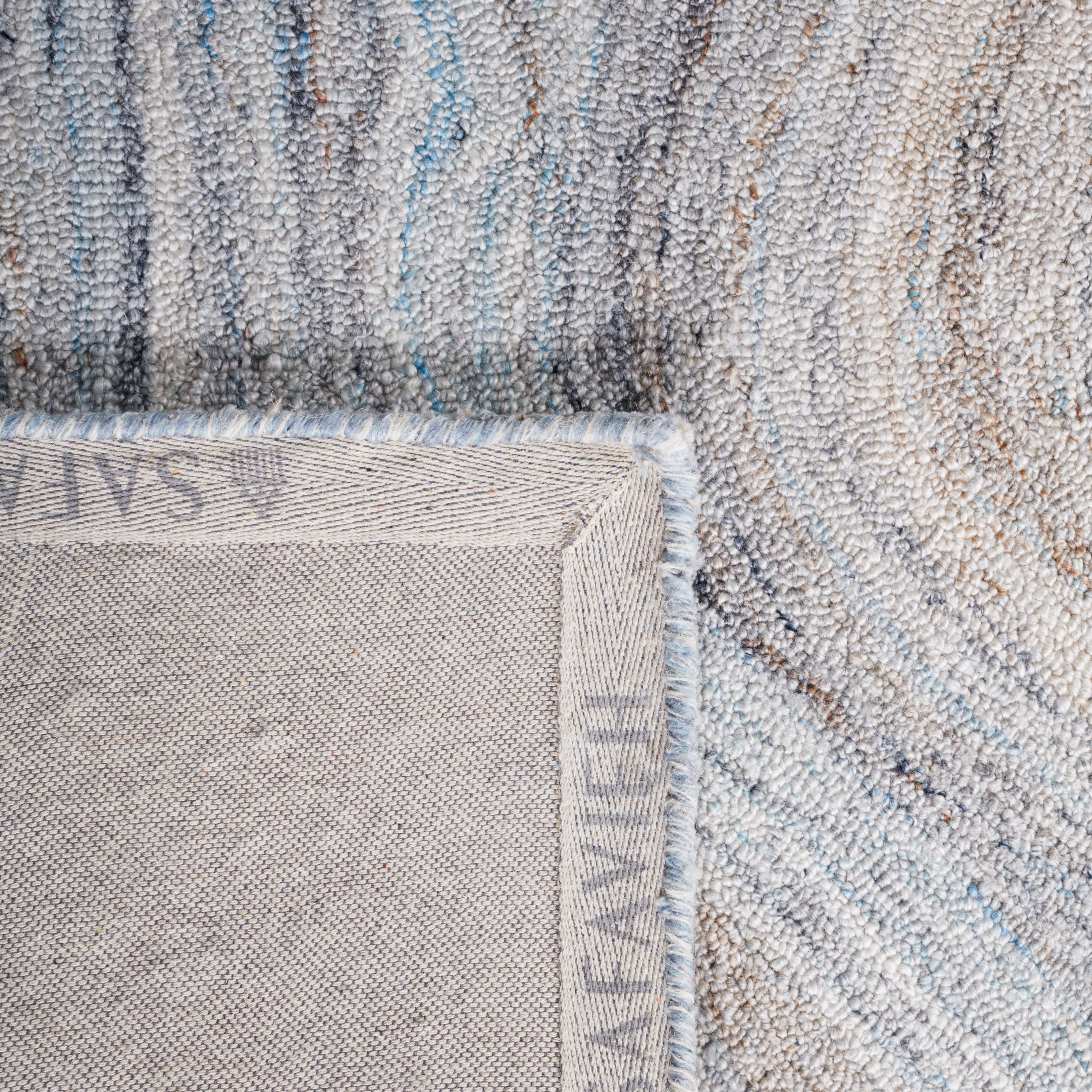 SAFAVIEH Abstract Kebo Distrssed Area Rug, Beige/Blue, 6' x 6' Round