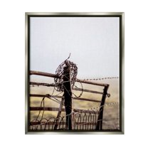 Stupell Industries Rural Meadow Fence Barbed Wire Countryside Photography Photograph Luster Gray Floating Framed Canvas Print Wall Art, Design by Leah Straatsma