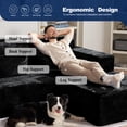 thumbnail image 6 of Congermom 105" Modular L-Shape Sectional Sofa with Chaise & Pillows, Comfy Deep-Seat Cloud-Couch, Luxury Velvet Sectional for Living Room, Right Facing Chaise, Black, 6 of 8