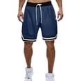 thumbnail image 3 of BiZtdJrK Mens Gym Shorts Drawstring Elastic Waist Mesh Breathable Basketball Shorts Lightweight Quick Dry Workout Running Shorts with Zip Pocket, Navy, XXXXL, 3 of 4