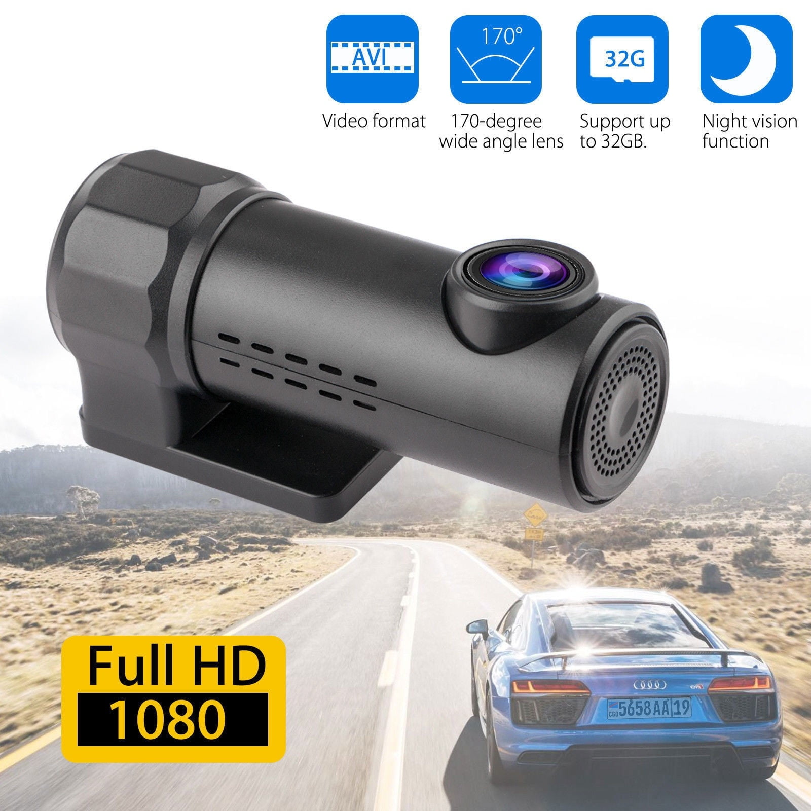 Dual Dash Cam Car Driving Recorder Equipped with 170°Wide Angle ZIAMRE Dashboard Camera with FHD 1080P 3 Inch LCD Screen Parking Monitor G-Sensor 32G SD Card Night Vision Loop Recording