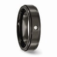 thumbnail image 5 of Titanium Black Titanium with Diamond 6mm Ridged Edge Polished Band Size: 12; for Adults and Teens; for Women and Men, 5 of 7