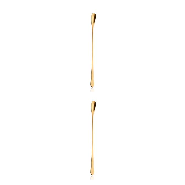 Kearding Cuchara mezcladora de acero inoxidable con mango largo, cuchara de té reutilizable hecha a mano, cucharas para revolver, lavable, Type1 NO1