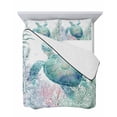 thumbnail image 7 of Quilts Twin Size Bedding Set, Teal Sea Turtle Lightweight Quilted Comforter, Summer Coastal Coral Ocean Soft Reversible Bedspread Coverlet with Pillow Covers for All Season, 68" x 86", 7 of 7