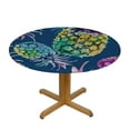 thumbnail image 3 of Nawypu  Tropical Colorful Pineapple Fruits Fitted Round Tablecloth Waterproof Table Cloth with Elastic Edge Wipe Clean Table Cover for Indoor Outdoor, 3 of 7