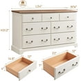 thumbnail image 7 of OKD 7 Drawers Dresser for Bedroom, Farmhouse Wooden Wide Chest of Drawers, Closet Clothes Storage Organizer for Bedroom, Living Room, Antique White, 7 of 7